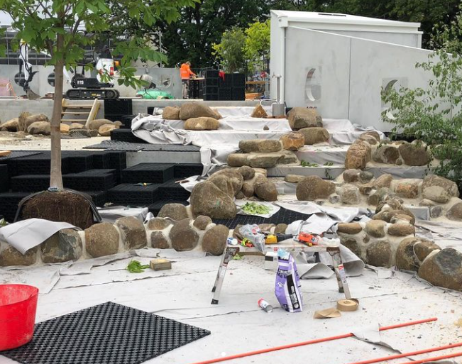 Mini Flo-Tank used for planter void fill in a commercial landscape project.