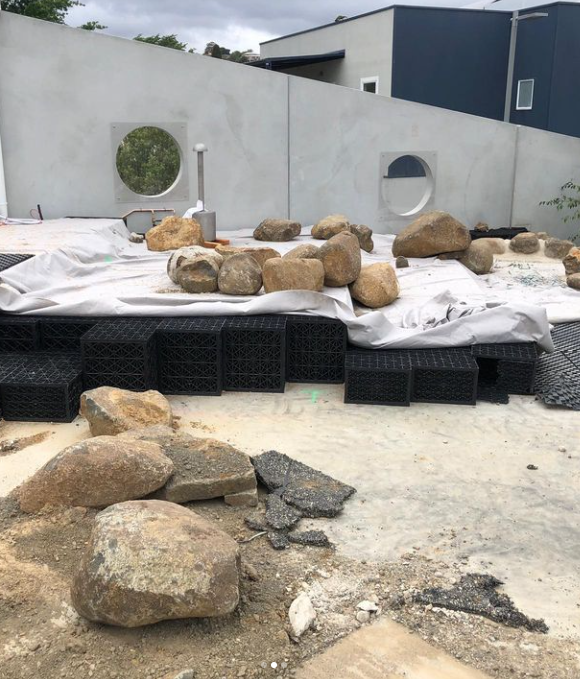 Mini Flo-Tank installed in a public space for efficient planter void fill and water retention.