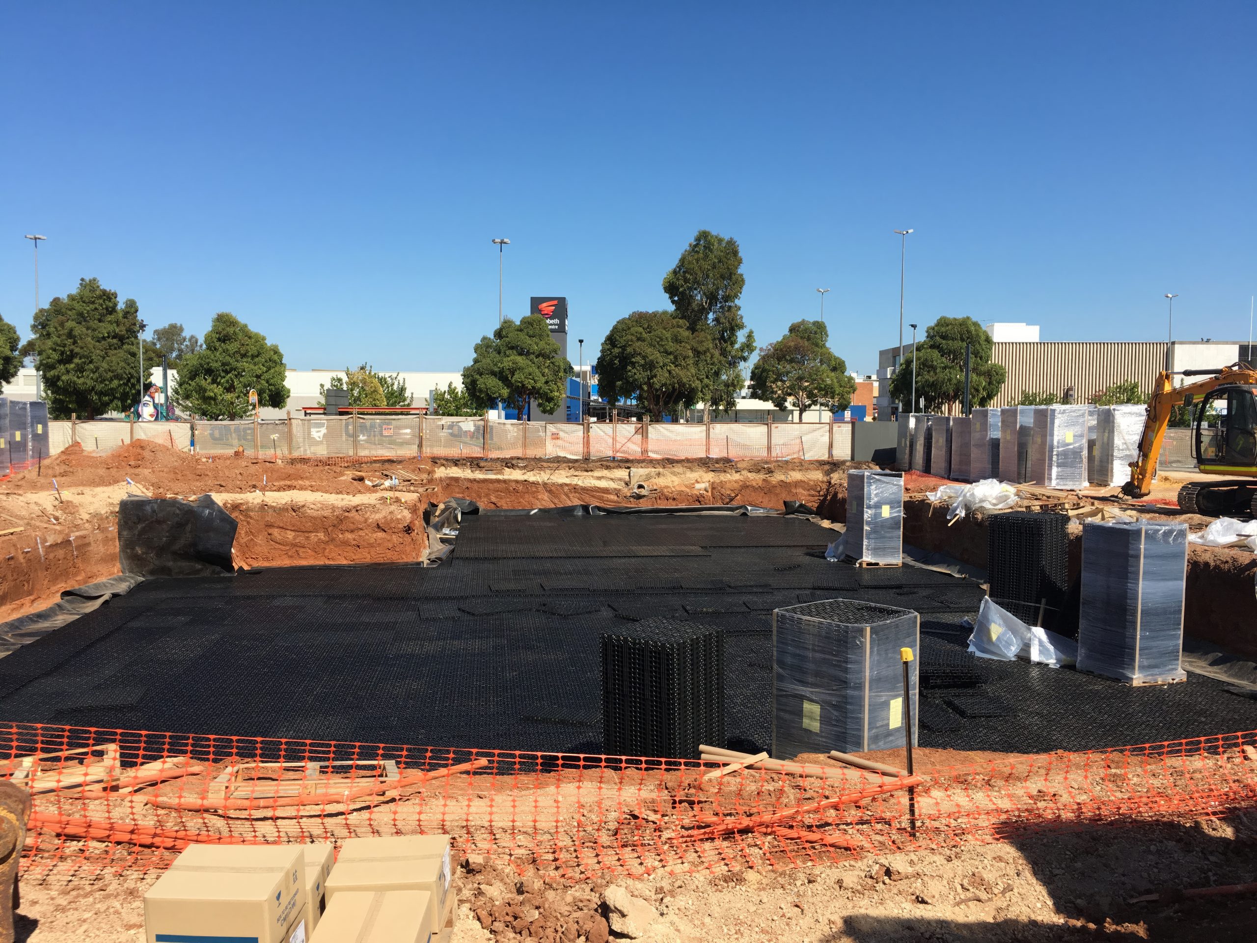 Titan Tank heavy-duty stormwater tank used in a large-scale stormwater management project.